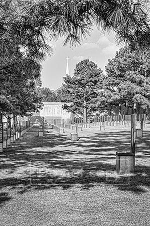 Oklahoma City National Memorial with church